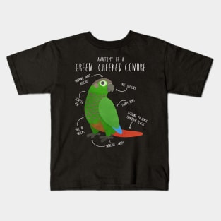 Green Cheek Conure Anatomy Kids T-Shirt